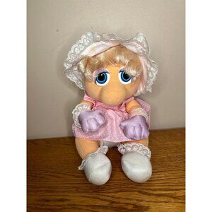Vintage Miss Piggy Muppet Babies Plush Toy Collectible Pig Kids Pink Dress